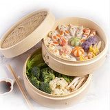 Maxbell Bamboo Steamer Basket Steamer Cloth Vegetable Steamer for Dimsum Bao Chicken Dia 27cm 2 Tier