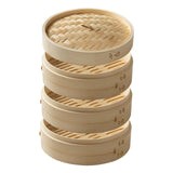 Maxbell Bamboo Steamer Basket Steamer Cloth Vegetable Steamer for Dimsum Bao Chicken Dia 27cm 3 Tier