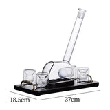Maxbell 800ml Wine Decanter Set with 4 Glass and Tray for Father's Day Gift Bar Sets