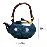 Maxbell Ceramic Teapot Traditional Tea Dispenser Tea Maker for Picnic Outdoor Hiking blue1