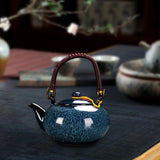 Maxbell Ceramic Teapot Traditional Tea Dispenser Tea Maker for Picnic Outdoor Hiking blue1