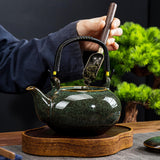 Maxbell Ceramic Teapot Traditional Tea Dispenser Tea Maker for Picnic Outdoor Hiking grenn