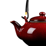 Maxbell Ceramic Teapot Traditional Tea Dispenser Tea Maker for Picnic Outdoor Hiking red