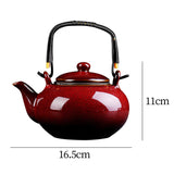 Maxbell Ceramic Teapot Traditional Tea Dispenser Tea Maker for Picnic Outdoor Hiking red