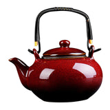 Maxbell Ceramic Teapot Traditional Tea Dispenser Tea Maker for Picnic Outdoor Hiking red