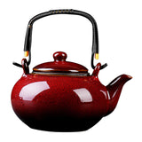 Maxbell Ceramic Teapot Traditional Tea Dispenser Tea Maker for Picnic Outdoor Hiking red