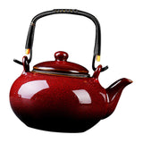 Maxbell Ceramic Teapot Traditional Tea Dispenser Tea Maker for Picnic Outdoor Hiking red