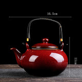 Maxbell Ceramic Teapot Traditional Tea Dispenser Tea Maker for Picnic Outdoor Hiking red