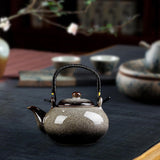 Maxbell Ceramic Teapot Traditional Tea Dispenser Tea Maker for Picnic Outdoor Hiking grey