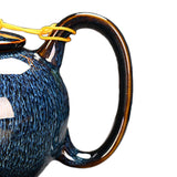Maxbell Ceramic Teapot Traditional Tea Dispenser Tea Maker for Picnic Outdoor Hiking blue side handle