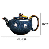 Maxbell Ceramic Teapot Traditional Tea Dispenser Tea Maker for Picnic Outdoor Hiking blue side handle