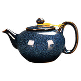 Maxbell Ceramic Teapot Traditional Tea Dispenser Tea Maker for Picnic Outdoor Hiking blue side handle