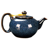 Maxbell Ceramic Teapot Traditional Tea Dispenser Tea Maker for Picnic Outdoor Hiking blue side handle