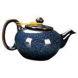 Maxbell Ceramic Teapot Traditional Tea Dispenser Tea Maker for Picnic Outdoor Hiking blue side handle