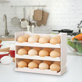 Maxbell 3 Tier Egg Holder Holds 24 Eggs Rolling Egg Holder for Drawer Cabinet Pantry