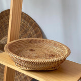Maxbell Woven Fruit Basket Food Basket Serving Tray for Parties Entryway Table Snack 22cmx6cm