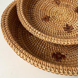 Maxbell Woven Fruit Basket Food Basket Serving Tray for Parties Entryway Table Snack 22cmx6cm