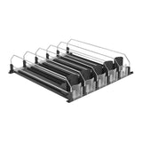 Maxbell Drink Organizer for Fridge Waterproof for Garage Commodity Shelves Household 5 row black