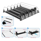 Maxbell Drink Organizer for Fridge Waterproof for Garage Commodity Shelves Household 5 row black