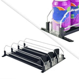 Maxbell Drink Organizer for Fridge Durable for Commodity Shelves Supermarkets Garage 3 row black