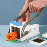 Maxbell Manual French Fry Cutter Practical Potato Cutter for Carrots Cucumbers Fruit Blue