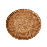 Maxbell Rattan Serving Tray Snack Tray Rattan Woven Tray for Bathroom Picnic Kitchen