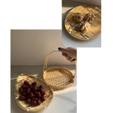 Maxbell Bamboo Basket Versatile Handmade Basket for Bedroom Countertops Laundry Room 24x24cm