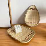 Maxbell Bamboo Basket Versatile Handmade Basket for Bedroom Countertops Laundry Room 25x19cm