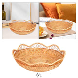 Maxbell Rattan Fruit Basket Practical Candy Snack Tray for Restaurant Hotel Tabletop S
