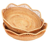Maxbell Rattan Fruit Basket Practical Candy Snack Tray for Restaurant Hotel Tabletop L