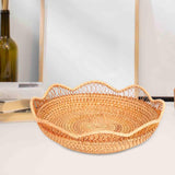 Maxbell Rattan Fruit Basket Practical Candy Snack Tray for Restaurant Hotel Tabletop L
