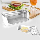 Maxbell Butter Keeper Easy to Use Butter Cutting Box for Dining Table Kitchen Baking White