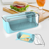 Maxbell Butter Keeper Easy to Use Butter Cutting Box for Dining Table Kitchen Baking Blue