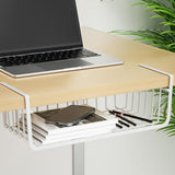 Maxbell Under Shelf Wire Basket Metal Organizer Rack for Bedroom Closet Refrigerator White 32x22cm