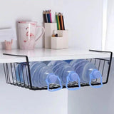 Maxbell Under Shelf Wire Basket Metal Organizer Rack for Bedroom Closet Refrigerator Black 32x22cm