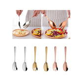 Maxbell Salad Spoon Fork Reusable Long Handle Flatware Set for Kitchen Dinner Hiking A