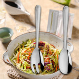 Maxbell Salad Spoon Fork Reusable Long Handle Flatware Set for Kitchen Dinner Hiking A