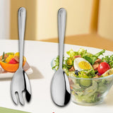 Maxbell Salad Spoon Fork Reusable Long Handle Flatware Set for Kitchen Dinner Hiking A