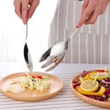 Maxbell Salad Spoon Fork Reusable Long Handle Flatware Set for Kitchen Dinner Hiking A