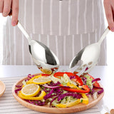 Maxbell Salad Spoon Fork Reusable Long Handle Flatware Set for Kitchen Dinner Hiking A