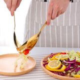 Maxbell Salad Spoon Fork Reusable Long Handle Flatware Set for Kitchen Dinner Hiking B