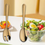 Maxbell Salad Spoon Fork Reusable Long Handle Flatware Set for Kitchen Dinner Hiking B