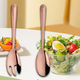 Maxbell Salad Spoon Fork Reusable Long Handle Flatware Set for Kitchen Dinner Hiking C
