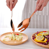 Maxbell Salad Spoon Fork Reusable Long Handle Flatware Set for Kitchen Dinner Hiking C