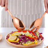 Maxbell Salad Spoon Fork Reusable Long Handle Flatware Set for Kitchen Dinner Hiking C