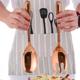 Maxbell Salad Spoon Fork Reusable Long Handle Flatware Set for Kitchen Dinner Hiking C