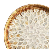 Maxbell Rattan Serving Basket Bamboo Dried Fruit Storage Tray for Bread Fruit Snacks Gold