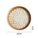 Maxbell Rattan Serving Basket Bamboo Dried Fruit Storage Tray for Bread Fruit Snacks Gold