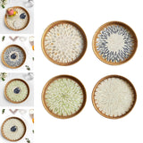 Maxbell Rattan Serving Basket Bamboo Dried Fruit Storage Tray for Bread Fruit Snacks Gold