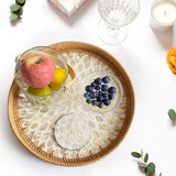 Maxbell Rattan Serving Basket Bamboo Dried Fruit Storage Tray for Bread Fruit Snacks Gold